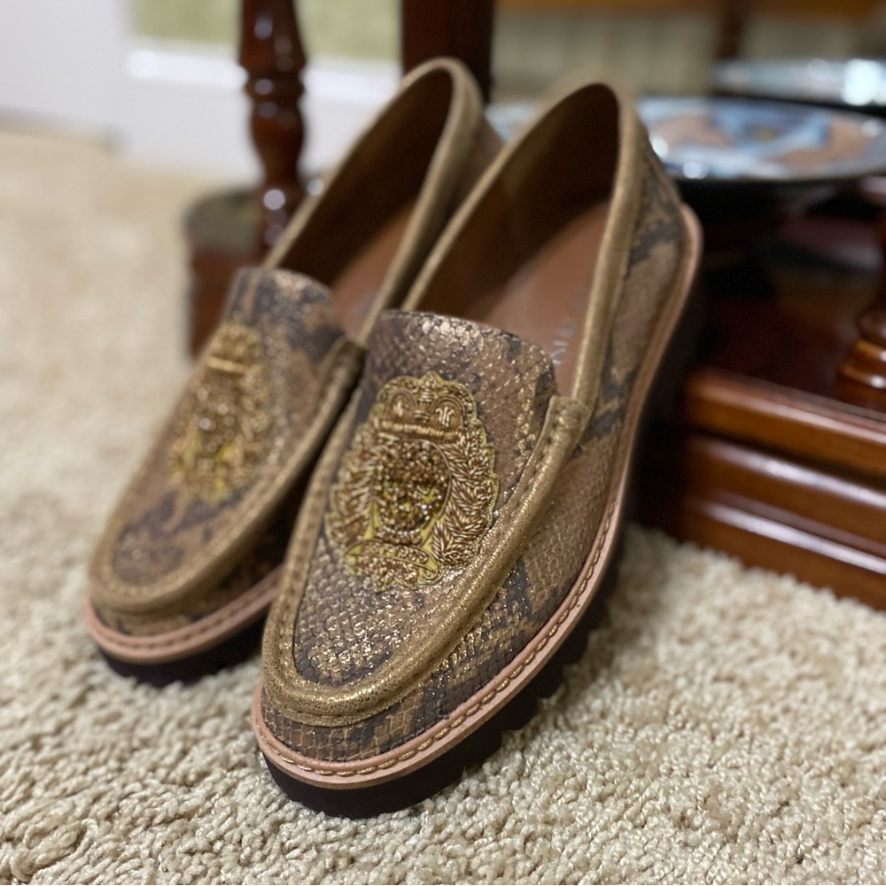 Donald Pliner Gold Embellished Loafers - Picture 4 of 8